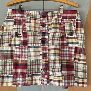 J. Crew - Vintage Plaid Button front skirt with front pockets - Size 4